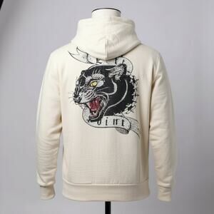 Left Point Rhinestone Panther Hoodie NWT 4XL Beige Graphic Streetwear